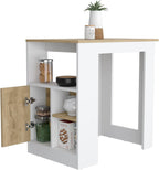 Kitchen Island with 1-Door Cabinet and Side Shelves | Push-to-open cabinet with three side storage shelves