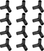12 Pcs 11mm Greenhouse Frame Building Connectors, 3 Way Right Angle Pipe Fitting for Grape Trellis/Sunscreen Shed/Gardening Plant Stakes, Greenhouse Accessories [Black]