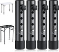 4Pack Folding Table Leg Extenders, 5 Levels Adjustable Height Rise Up to 6.1” Heavy Duty Steel Table Risers for Straight and Bent Legs Under 1.4" Diameters, Black