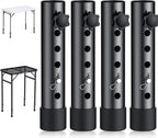 4Pack Folding Table Leg Extenders, 5 Levels Adjustable Height Rise Up to 6.1” Heavy Duty Steel Table Risers for Straight and Bent Legs Under 1.4" Diameters, Black