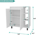 Tuhome Cesna Microwave Sideboard Kitchen Pantry Cabinet, 36.3" Freestanding Pantry Storage with 2 Doors, 5 Shelves & Appliance Surface, White Engineered Wood
