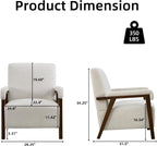 CANMOV Mid Century Modern Accent Chair, Upholstered Reading Armchair with Solid Wood Frame, Soft Fabric, Easy Assembly Sofa Chair for Bedroom, Living Room & Cafe (1, Crem White)