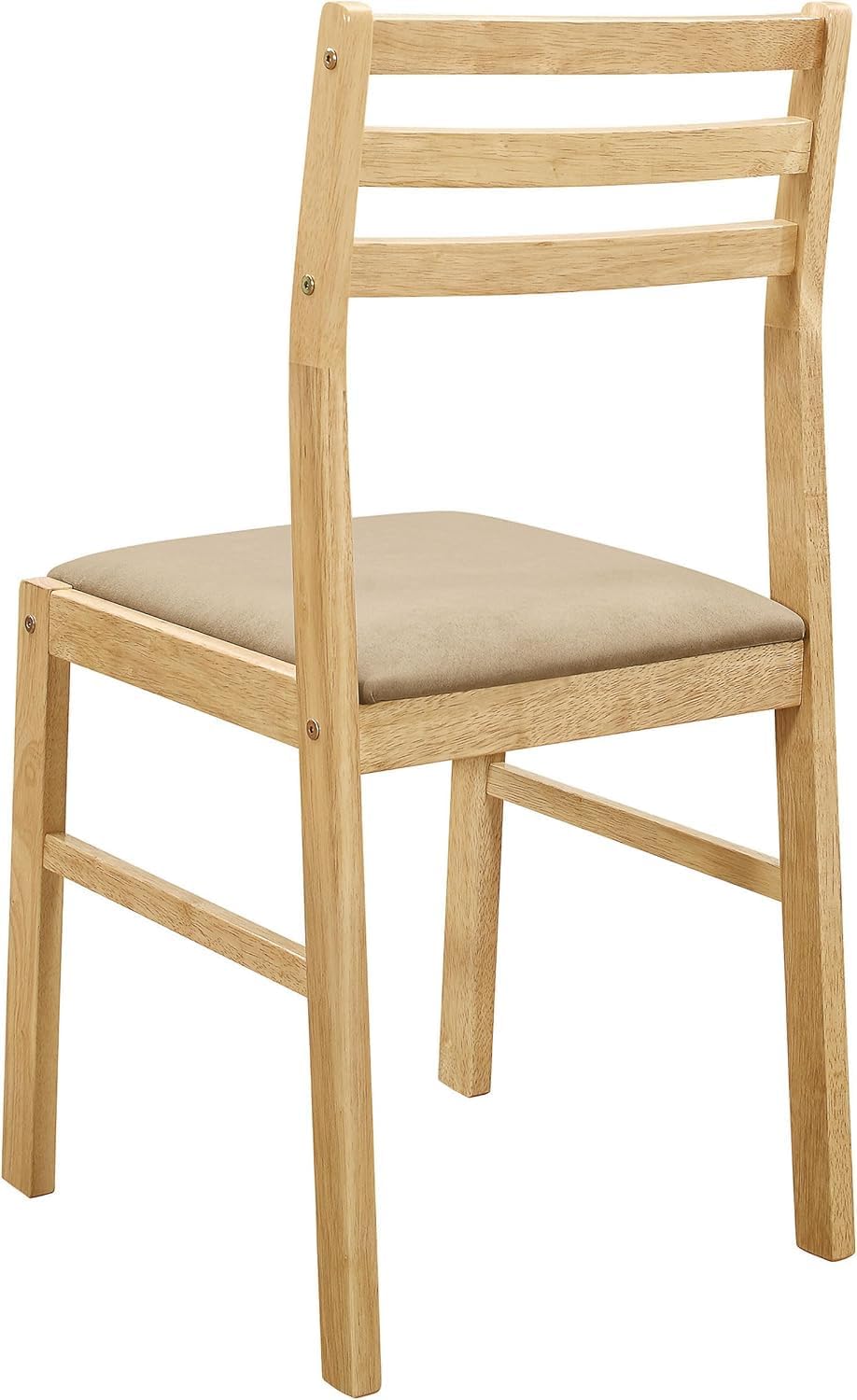 CARTESIAN 3-Piece Drop Leaf Dining Set, Natural Wood Table and 2 Chairs with Beige Cushions, Small Space Kitchen Furniture