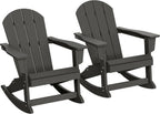 WestinTrends Malibu 2 Piece Set Outdoor/Patio Poly Adirondack Rocking Chairs (2 Seater), Gray