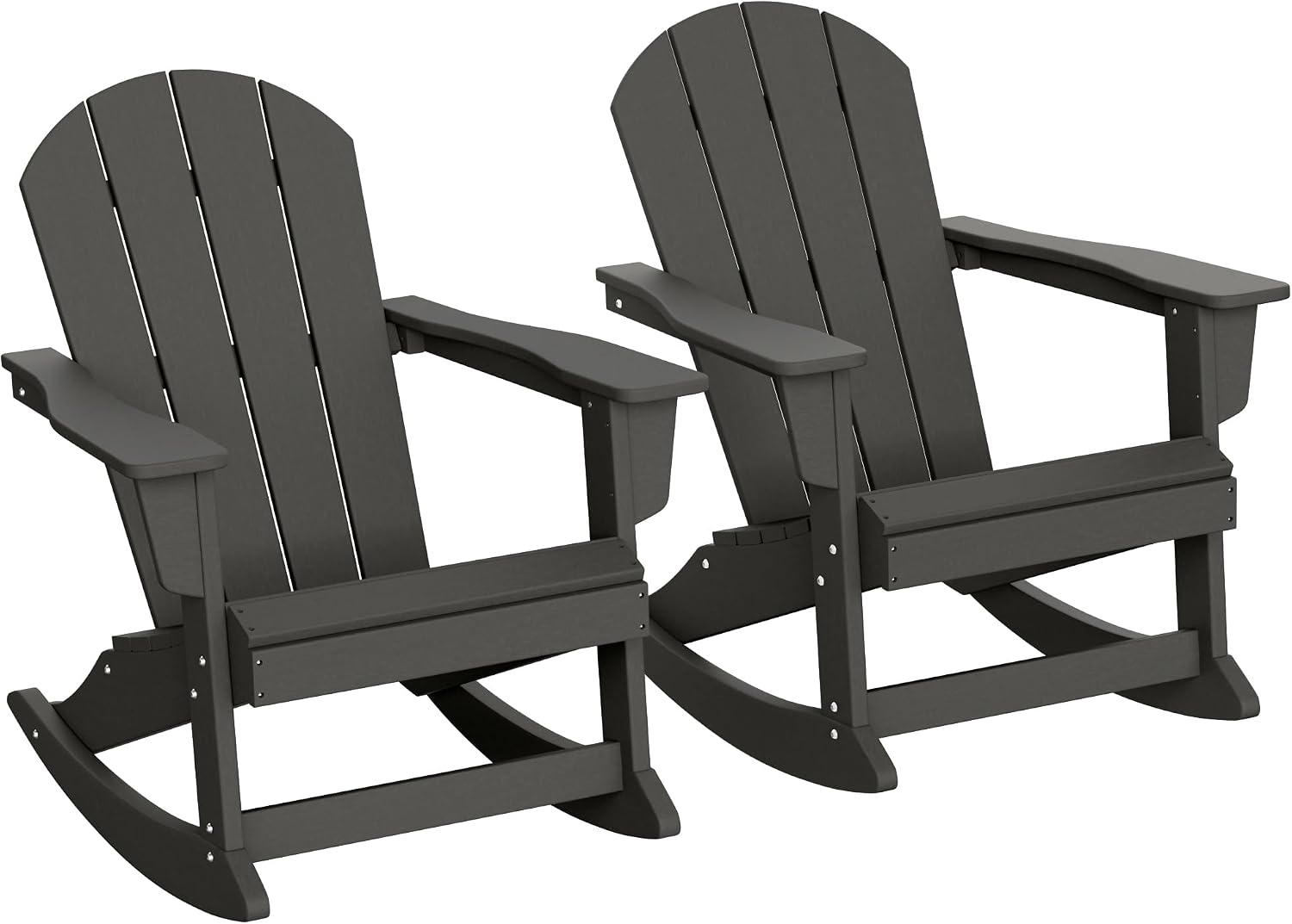 WestinTrends Malibu 2 Piece Set Outdoor/Patio Poly Adirondack Rocking Chairs (2 Seater), Gray