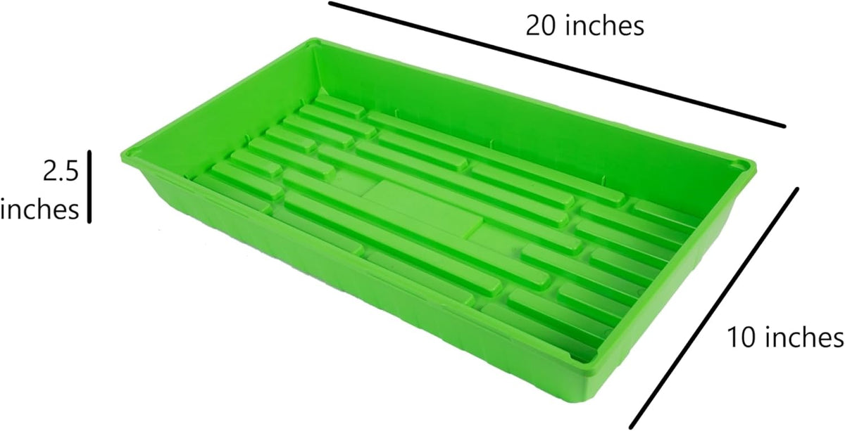 SUNPACK 10" x 20" Mega Plastic Seed Starting Tray, Green, 2.5" (Pack of 10) - No Drainage Holes, Ideal for Greenhouses or Indoor Gardening - Made of Thick, Strong Plastic
