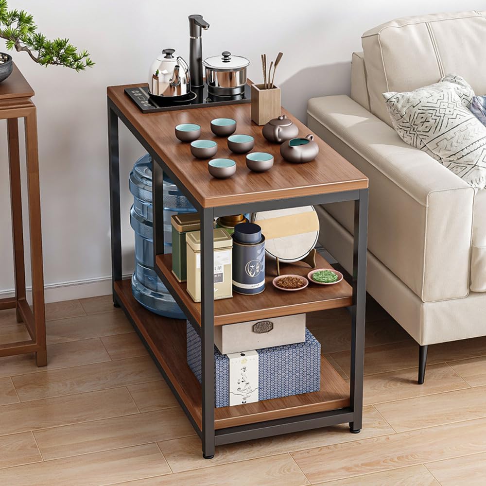 Side Table for Living Room,3 Tier End Table with Storage,Sofa Side Table for Small Spaces,60x30x67 cm Narrow Accent Table End Table for Bedroom and Office