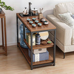 Side Table for Living Room,3 Tier End Table with Storage,Sofa Side Table for Small Spaces,60x30x67 cm Narrow Accent Table End Table for Bedroom and Office