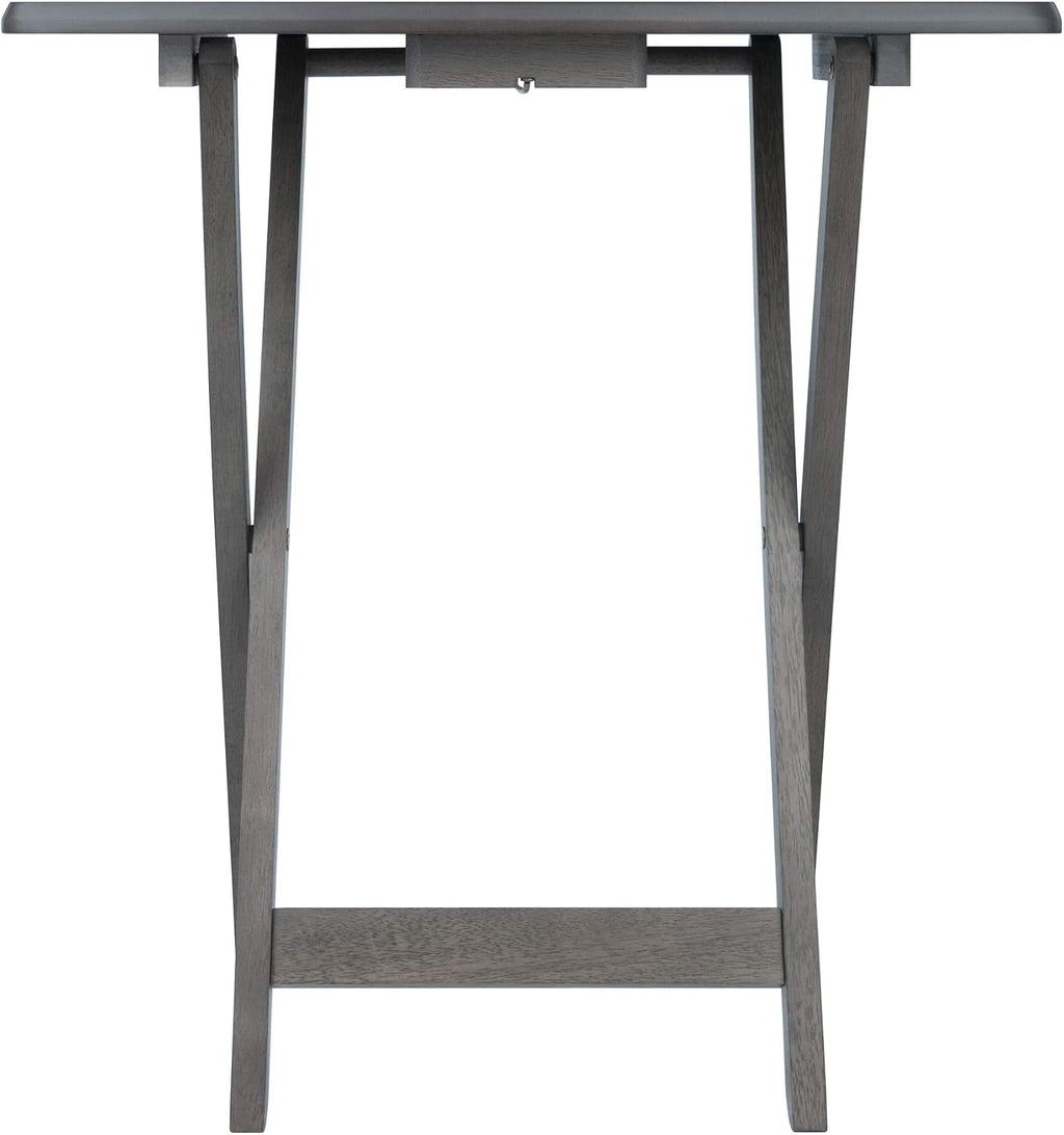 WINSOME Dorian Oversized Snack Table Set, Oyster Gray (Brown Base) (replace color may vary)., 23.62 x 15.75 x 25.51, 5pc