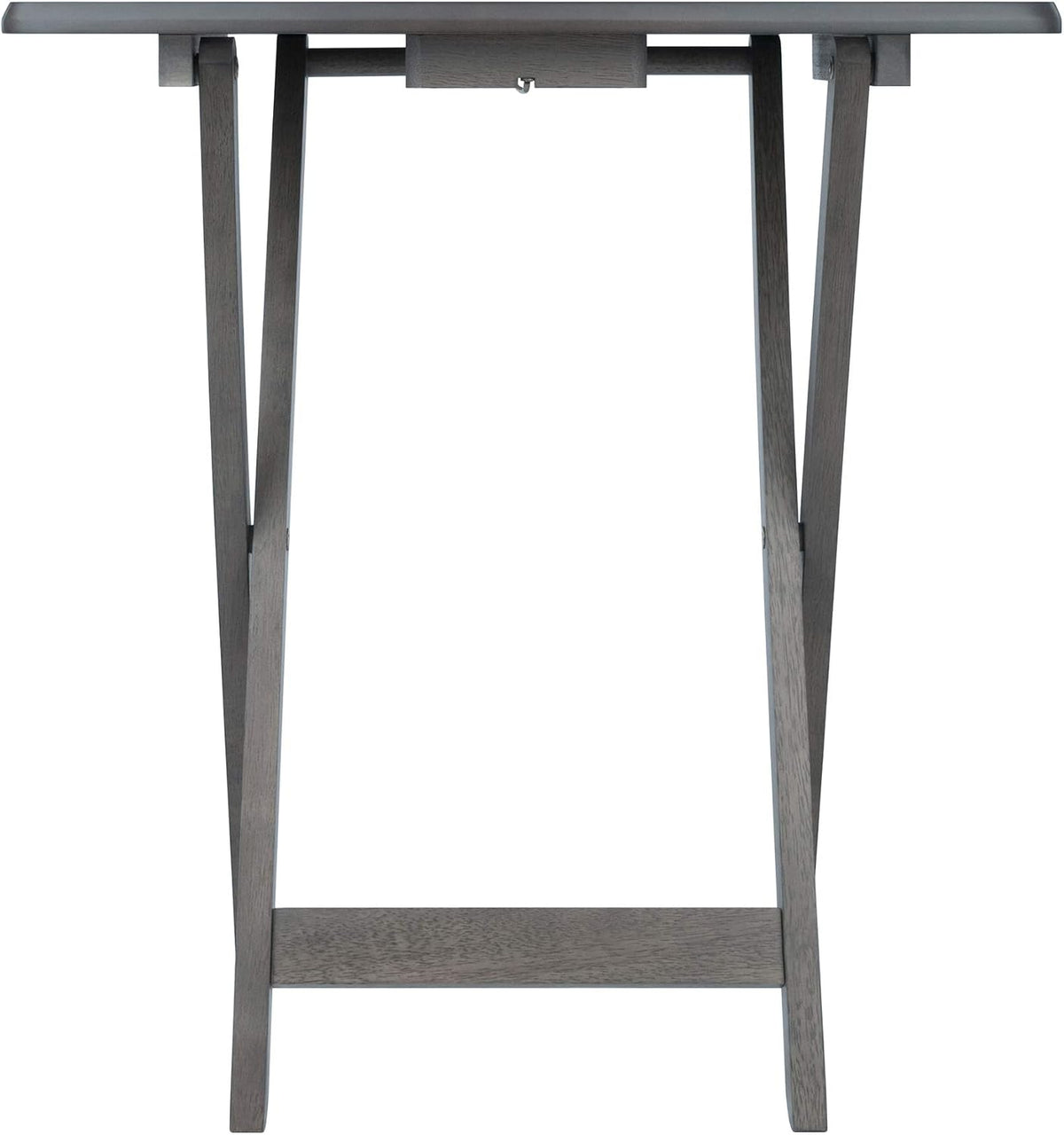 WINSOME Dorian Oversized Snack Table Set, Oyster Gray (Brown Base) (replace color may vary)., 23.62 x 15.75 x 25.51, 5pc