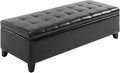 51inches Rectangular Tufted Faux Leather Storage Ottoman Black Modern Premium Comfortable Luxury Stylish Elegant Contemporary