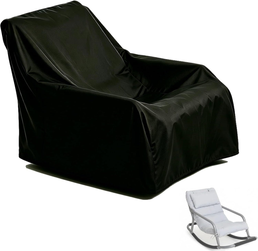 Rocking Chair Cover, Waterproof 420D Cover for Sensory Rocking Chair, Dustproof Protector with 2 Buckles, Drawstring, Handles, Air Vents - 33.86" L x 16" W x 20" H, Black