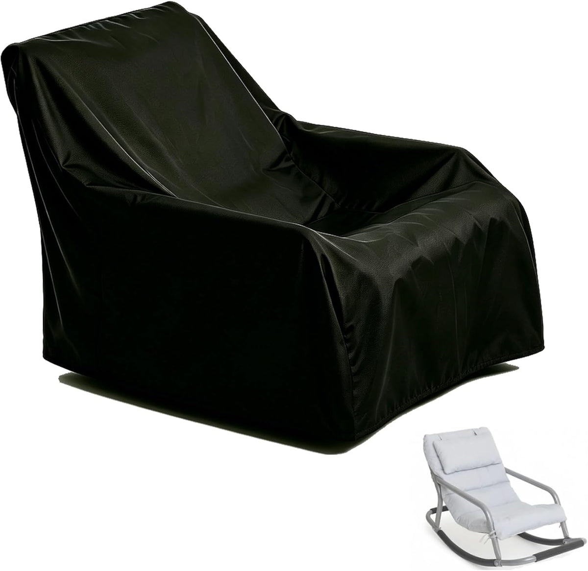 Rocking Chair Cover, Waterproof 420D Cover for Sensory Rocking Chair, Dustproof Protector with 2 Buckles, Drawstring, Handles, Air Vents - 33.86" L x 16" W x 20" H, Black