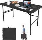 Camp Field 4 FT Plastic Folding Table, Portable Heavy Duty Indoor Outdoor | 4 Foot table for dining, parties, games, picnics and camping, with durable plastic top and space-saving folding design.