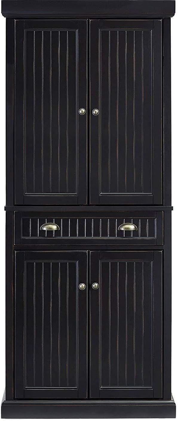 Maykoosh Kitchen Pantry Cabinet - Large Storage, Adjustable Shelves, Distressed Black Finish