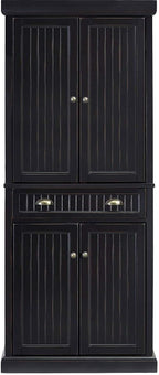 HomeStock Kitchen Pantry Cabinet - 30" Wide Storage - Distressed Black Finish