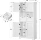 TEENFON 57.8" H Tall Bathroom Storage Cabinet with 4 Doors & 2 Adjustable Shelves, Freestanding Bathroom Cabinet with 2 Drawers, Kitchen Cabinets & Pantry, Cupboard for Kitchen, Dining Room, White