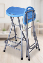 Blue Adult Folding Stool, with Handle and Foldable bar Stool, 28 inches in Size, with a Load Capacity of 200 pounds, Suitable for Camping Kitchen