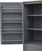 71" Tall Kitchen Pantry Storage Cabinet with 4 Doors, Freestanding Wooden Cupboard with 2 Drawers, 2 Adjustable Shelves and Cabinet Door Organizers for Kitchen, Dining Room, Grey
