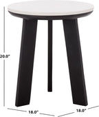 SAFAVIEH Home Collection - Sanji Marble Top Accent Table, Round Modern Side Table, White Marble & Black Base (ACC3737B)