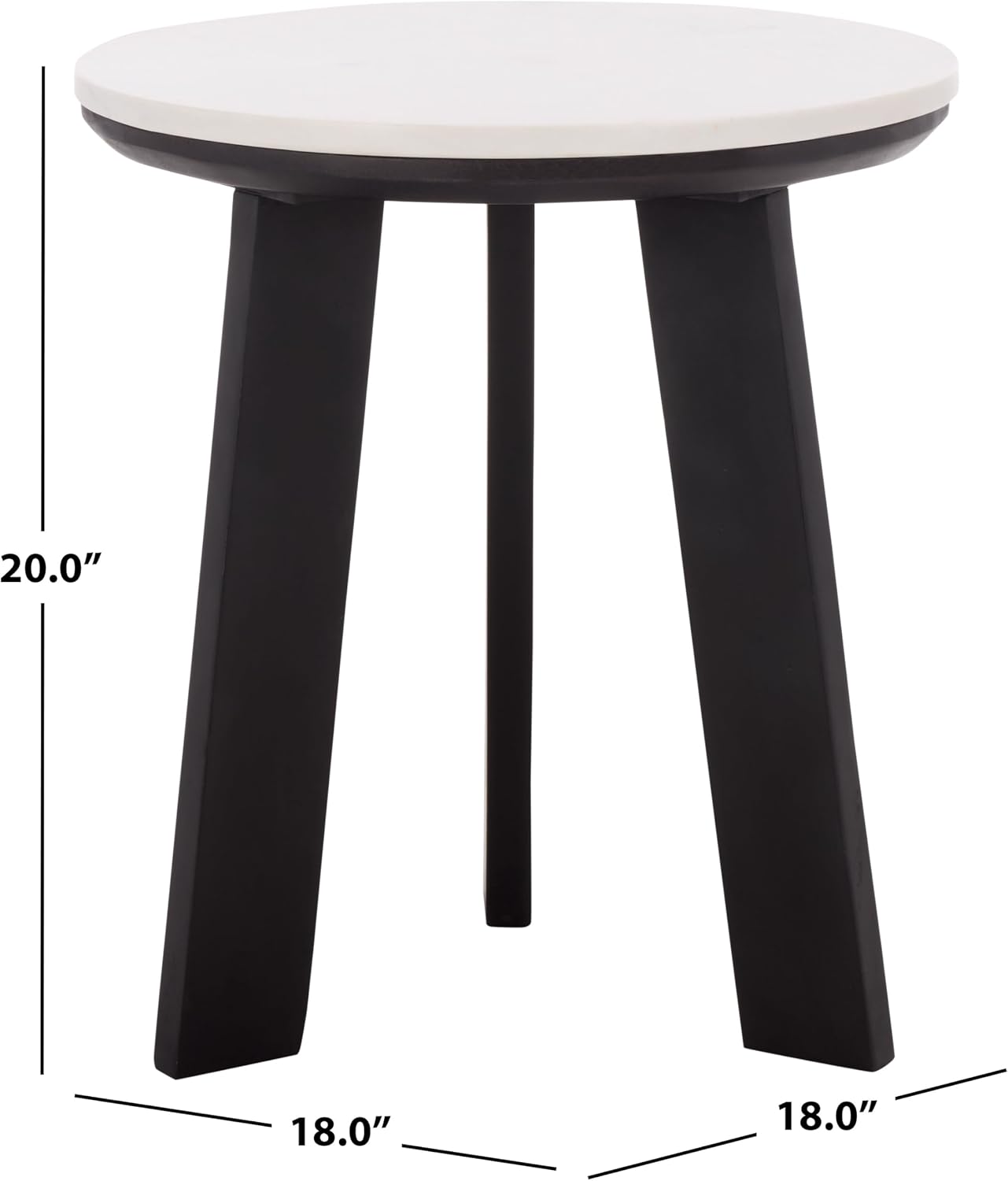 SAFAVIEH Home Collection - Sanji Marble Top Accent Table, Round Modern Side Table, White Marble & Black Base (ACC3737B)