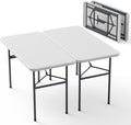 Folding Table, 2 Pack 4ft Folding Table with Foldable Steel Legs, Heavy Duty Plastic Foldable Table, Metal Frame, Support up to 400 lb, Portable for Banquet, Craft, Party, Indoor & Outdoor Use, White