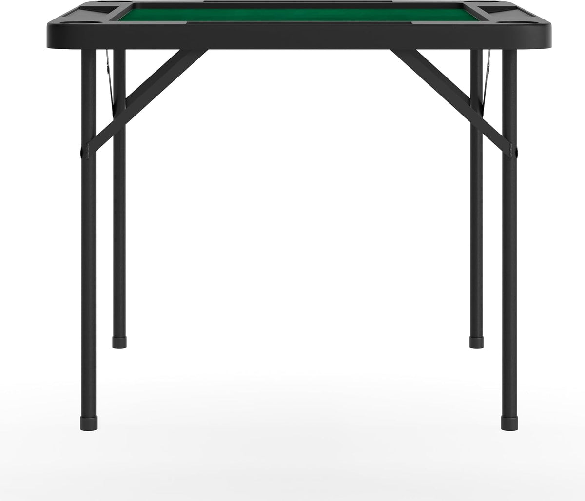 Flash Furniture 34.5" Black Folding Card Game Table | 4-Player, Cup Holders, Green Playing Surface, Portable