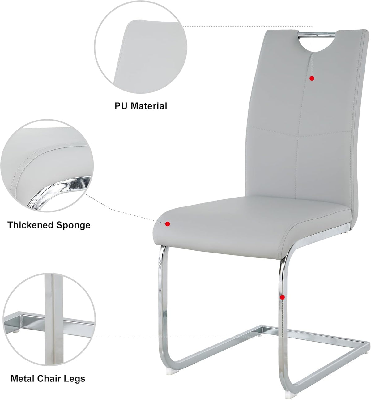 9 Piece Dining Table Set, 68.11" Dining Table and Chairs Set for 8, Modern Faux Marble Dining Table with 8 Grey Leather Chairs, White Kitchen Table with Silver Stainless Steel Base for Kitchen