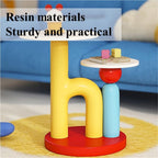 Round End Table with Double-Layer Tabletop, Cute HI-Shape Side Table, Colorful Bedside Table with Stable Base, Coffee Table for Living Room