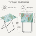 TV Trays Table Set of 4 Portable Folding TV Tray Table TV Dinner Tray with Sturdy MDF, Small Folding Tables with Phone & Tablet Slot, No Assembly Required, 15 x 18.9 x 25.6 in (Sea Blue Marble, 4Pcs)