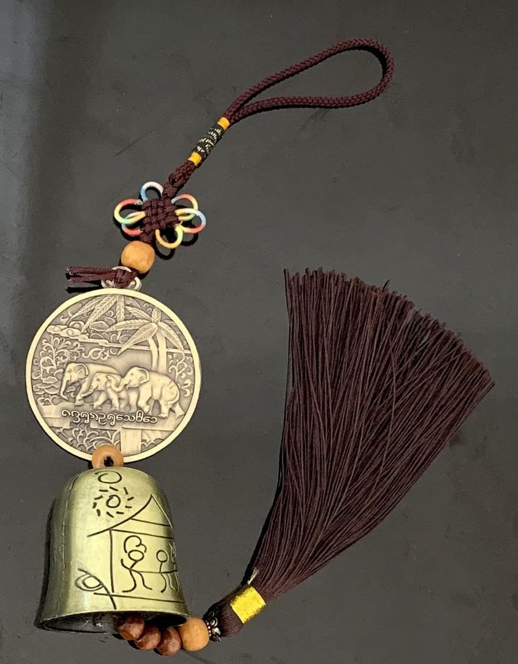 Traditional Lucky Feng Shui Wind Chime Bell Hanging Ornament Decoration for Protection Success Peace and Wealth (Elephant)