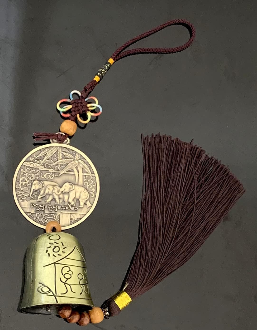 Traditional Lucky Feng Shui Wind Chime Bell Hanging Ornament Decoration for Protection Success Peace and Wealth (Elephant)