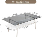 3-Piece Glass Coffee Table and End Table Sets for Living Room, Modern Living Room Tables Set of 3 Tempered Glass Coffee Table & 2 End Side Table with Storage for Small Spaces (3, Gray White)