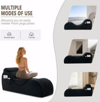 Yoga Chair Lounge for Adult, Ergonomic Chaise Lounge Chair with Side Pocket, Headrest, Waist Pad, Perfect for Stretching, Massage, and Relaxation, Used in Living Room, Bedroom（Black）