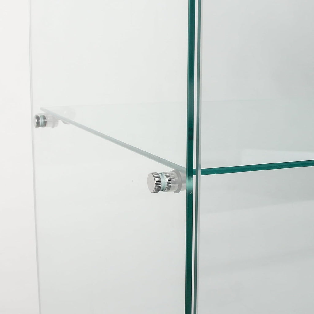 Glass Display Cabinet with 5 Shelves Double Door, Cabinets for Living Room, Bedroom, Office