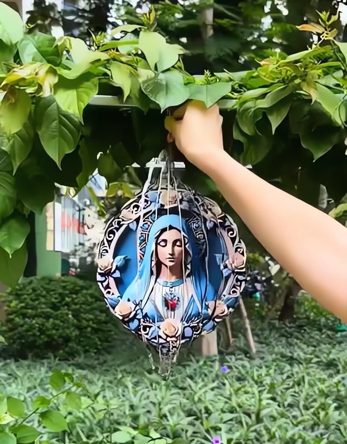 Sacred Heart of Mary - Wind Spinners 2026 New Wind Chimes for Outside 3D Metal Windmill Hanging Garden Decor for Yard and Garden Religious Christian Gifts for Women Mom Grandma (10 Inches)
