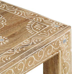 2 Piece Side Table Set Solid Mango Wood Hand-Painted Nesting Tables for Living Room Brown