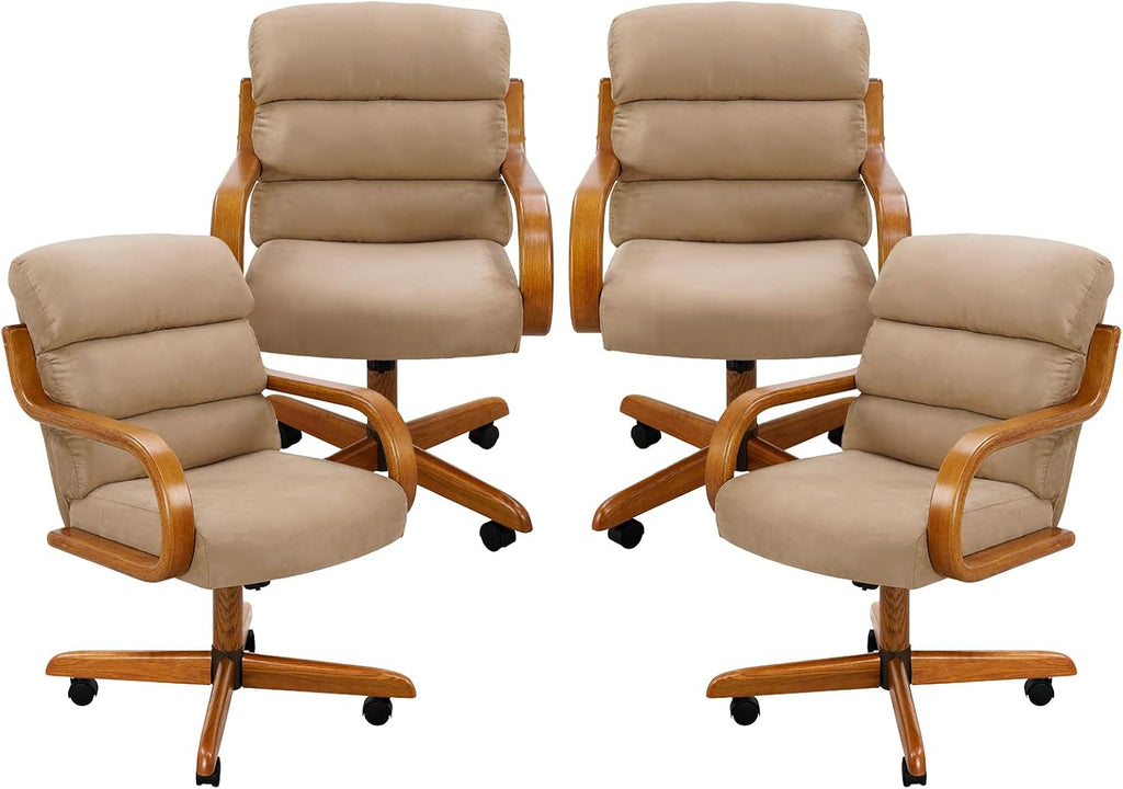 Chromcraft Douglas D9550 Swivel-Tilt Dining Chair - Chestnut - MAJ6-4pc | Casual Dining Chair Caster Ultra Comfortable Fabric Kitchen Chair with Rolling Wheels for Home Kitchen