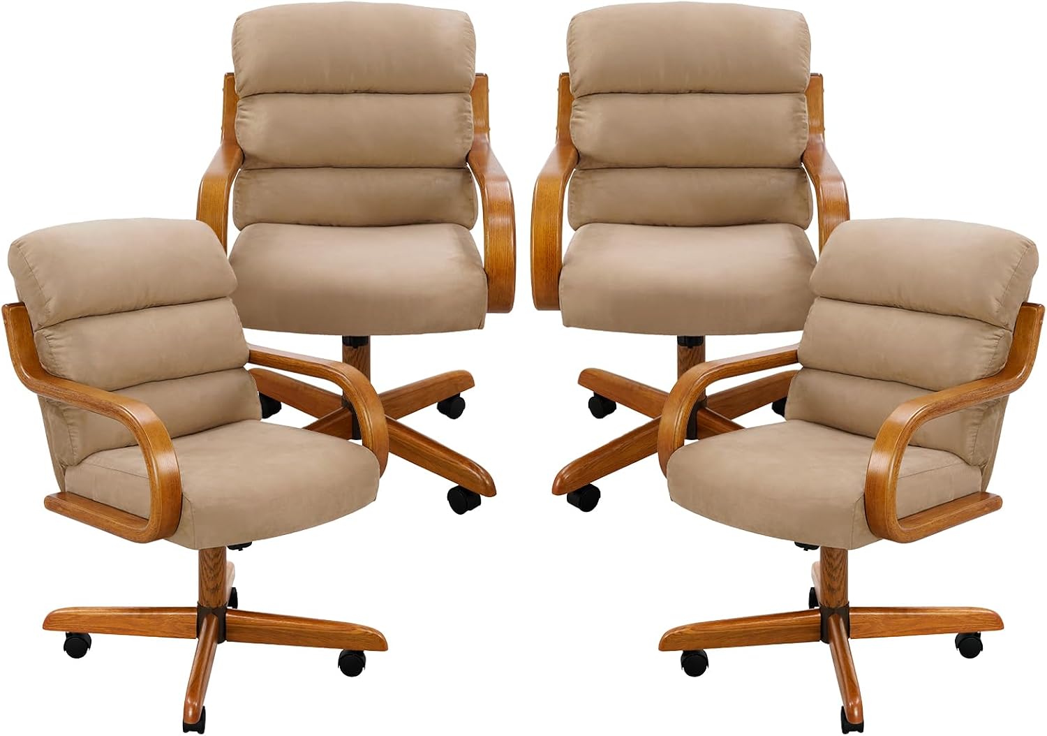 Chromcraft Douglas D9550 Swivel-Tilt Dining Chair - Chestnut - MAJ6-4pc | Casual Dining Chair Caster Ultra Comfortable Fabric Kitchen Chair with Rolling Wheels for Home Kitchen