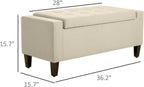 Elegant Linen Tufted Storage Ottoman Bench Lift Top Beige Contemporary Design Premium Upholstery Sturdy Construction Versatile Storage Solution