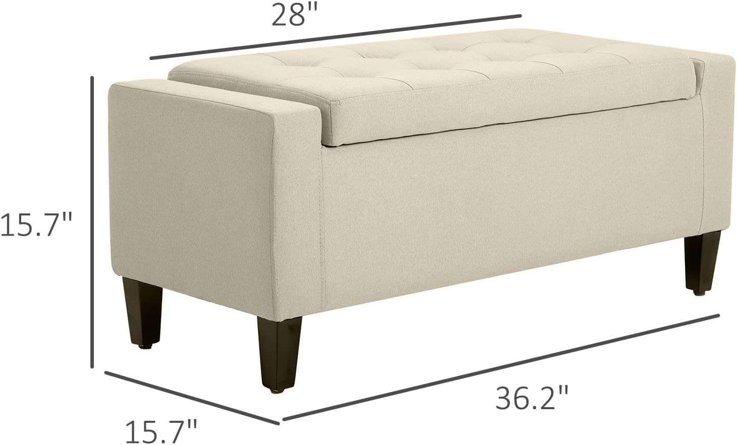 Elegant Linen Tufted Storage Ottoman Bench Lift Top Beige Contemporary Design Premium Upholstery Sturdy Construction Versatile Storage Solution