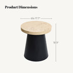 LuxenHome Side Table, 19'' Small Round Accent End Table, Light Wood Finish Top with Black Base Beside Table for Small Spaces, Modern Boho Nightstand for Living Room,Bedroom,Home Office