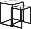 Henn&Hart Rectangular Nested Side Table in Blackened Bronze, Table for Living Room, Bedroom | Nested set of two tables with glass tops and a sleek metal frame for displaying in living rooms, offices, or family rooms