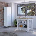 9-Shelf 2-Door 2-Piece Kitchen Set with Island and Pantry in White | Combines 9 shelves and 2 doors for expanded storage capacity