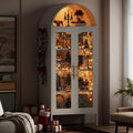 YITAHOME 71" Arched Glass Display Cabinet, Tall Metal Storage Cabinet with Adjustable Shelves and Glass Doors, White