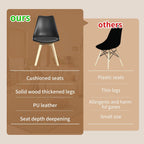 YLGJ&TIDY Modern Dining Chairs Set of 4 PU Leather Upholstered Chairs with Wooden Legs Mid Century Soft Padded Kitchen Chairs for Living Room Bedroom Dining Room Patio (Black, Pack of 4)