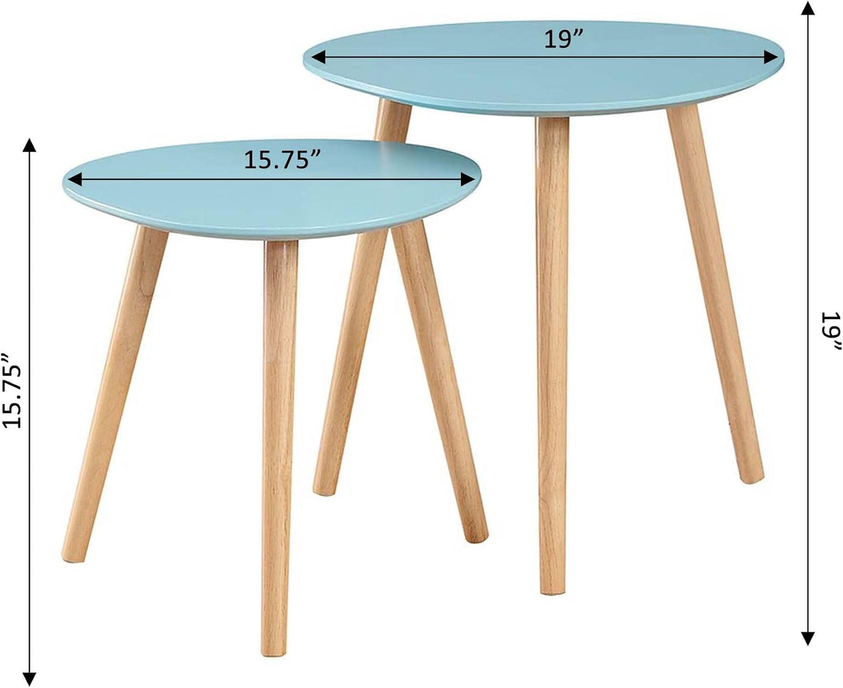 Convenience Concepts Oslo Nesting End Tables, Sea Foam / Light Oak
