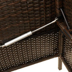 Brown Poly Rattan Patio Storage Bench with Cushions, Outdoor Seating with Waterproof Bag and Gas Spring Lid