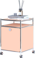 Matte Storage Cart with Flap Door, Large Capacity Storage Cart with Detachable Wheels, DIY Modern Home Furnishing, Great for Home, Office, Bedroom, Kitchen (Matt Pink)