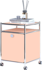 Matte Storage Cart with Flap Door, Large Capacity Storage Cart with Detachable Wheels, DIY Modern Home Furnishing, Great for Home, Office, Bedroom, Kitchen (Matt Pink)